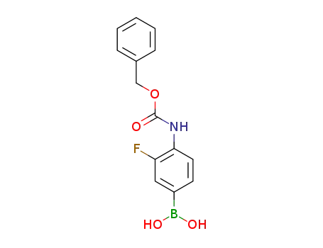 Molecular Structure of 874290-60-5 (4-(BENZYLOXYCARBONYLAMINO)-3-FLUOROPHENYLBORONIC ACID)