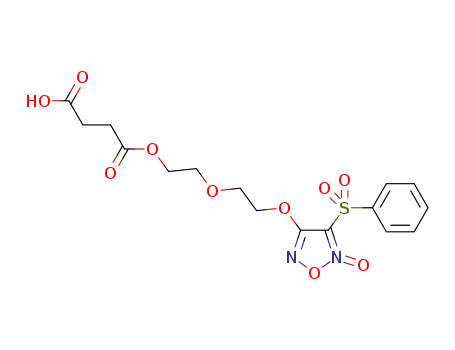 Molecular Structure of 1186196-66-6 (4-(2-(2-((3-carboxypropanoyl)oxy)ethoxy)ethoxy)-3-(phenylsulfonyl)-1,2,5-oxadiazole-2-oxide)