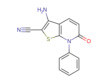 Molecular Structure of 639481-33-7 (Thieno[2,3-b]pyridine-2-carbonitrile,
3-amino-6,7-dihydro-6-oxo-7-phenyl-)