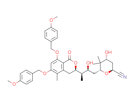 (2S,4R,6R)-6-{(2S,3R)-3-[(R)-6,8-Bis-(4-methoxy-benzyloxy)-5-methyl-1-oxo-isochroman-3-yl]-2-hydroxy-butyl}-4-hydroxy-5,5-dimethyl-tetrahydro-pyran-2-carbonitrile
