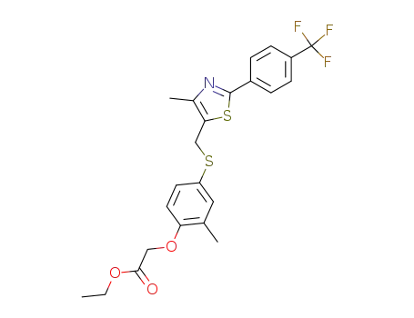 Molecular Structure of 343322-83-8 (2-[2-Methyl-4-[[[4-methyl-2-[4-(trifluoromethyl)phenyl]-5-thiazolyl]methyl]thio]phenoxy]acetic acid ethyl ester)