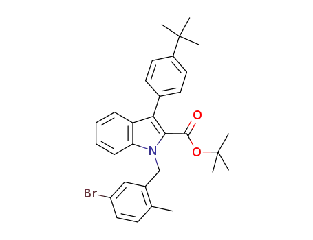 Molecular Structure of 1010413-06-5 (1,1-dimethylethyl 1-[(5-bromo-2-methylphenyl)methyl]-3-[4-(1,1-dimethylethyl)phenyl]-1H-indole-2-carboxylate)