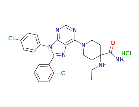 Otenabant(CP-945598)HCl;Otenabant;4-Piperidinecarboxamide,1-[8-(2-chlorophenyl)-9-(4-chlorophenyl)-9H-purin-6-yl]-4-(ethylamino)-,hydrochloride(1:1)
