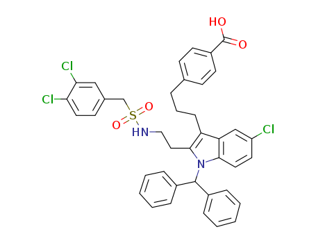 Benzoic acid,
4-[3-[5-chloro-2-[2-[[[(3,4-dichlorophenyl)methyl]sulfonyl]amino]ethyl]-1-(
diphenylmethyl)-1H-indol-3-yl]propyl]-