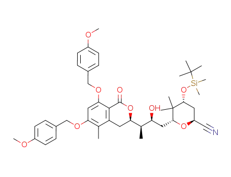(2S,4R,6R)-6-{(2S,3R)-3-[(R)-6,8-Bis-(4-methoxy-benzyloxy)-5-methyl-1-oxo-isochroman-3-yl]-2-hydroxy-butyl}-4-(tert-butyl-dimethyl-silanyloxy)-5,5-dimethyl-tetrahydro-pyran-2-carbonitrile