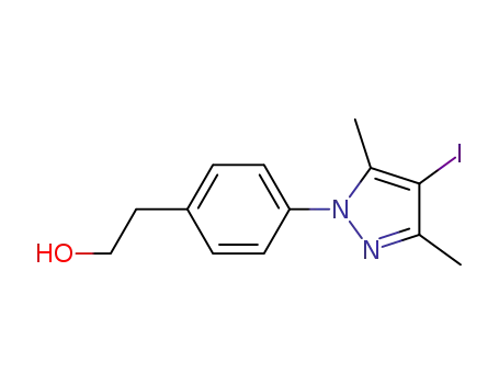 Molecular Structure of 616878-80-9 (2-[4-(4-iodo-3,5-dimethyl-1H-pyrazol-1-yl)phenyl]ethanol)