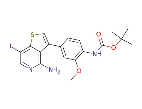 Molecular Structure of 832697-83-3 (Carbamic acid,
[4-(4-amino-7-iodothieno[3,2-c]pyridin-3-yl)-2-methoxyphenyl]-,
1,1-dimethylethyl ester)