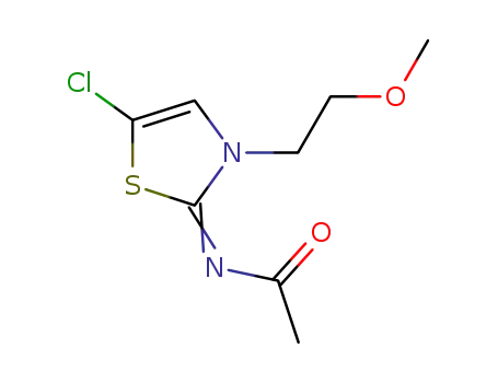 Molecular Structure of 959600-52-3 (N-[5-chloro-3-(2-methoxyethyl)-1,3-thiazol-2(3H)-ylidene]acetamide)