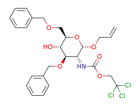 Molecular Structure of 869201-28-5 (allyl 3,6-di-O-benzyl-2-deoxy-2-(2,2,2-trichloroethoxycarbonylamino)-D-glucopyranoside)