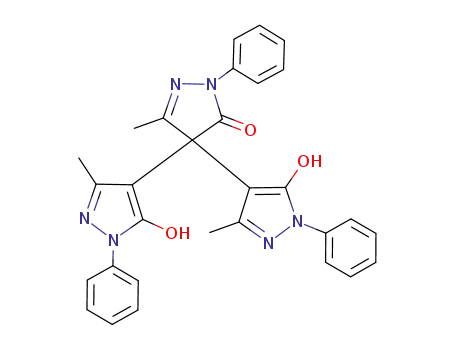 Molecular Structure of 124009-63-8 (3H-Pyrazol-3-one, 2,4-dihydro-4,4-bis(5-hydroxy-3-Methyl- 1-phenyl-1H-pyrazol-4-yl)-5-Methyl-2-phenyl-)