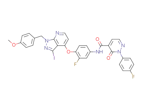 N-(3-fluoro-4-((3-iodo-1-(4-methoxybenzyl)-1H-pyrazolo[3,4-b]pyridin-4-yl)oxy)phenyl)-2-(4-fluorophenyl)-3-oxo-2,3-dihydropyridazine-4-carboxamide