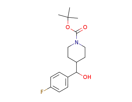 Molecular Structure of 160296-41-3 (Tert-Butyl 4-((4-fluorophenyl)(hydroxy)methyl)piperidine-1-carboxylate)