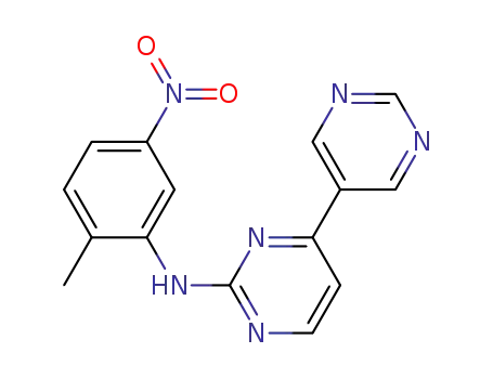 Molecular Structure of 641615-35-2 (N-(2-methyl-5-nitrophenyl)-4-(5-pyrimidinyl)-2-pyrimidineamine)