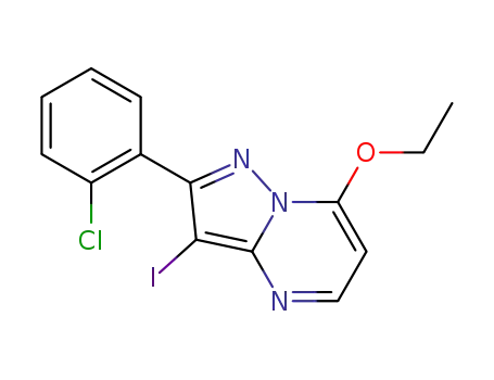 Molecular Structure of 737827-65-5 (2-(2-Chlorophenyl)-7-ethoxy-3-iodopyrazolo[1,5-a]pyrimidine)