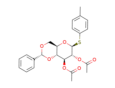 Molecular Structure of 219518-20-4 (4-methylphenyl 2,3-di-O-acetyl-4,6-O-benzylidene-1-thio-β-D-glucopyranoside)