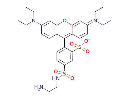 Molecular Structure of 226086-98-2 (5-(N-(2-aminoethyl)sulfamoyl)-2-(6-(diethylamino)-3-(diethyliminio)-3H-xanthen-9-yl)benzenesulfonate)