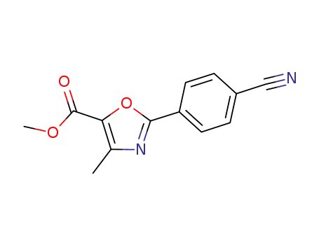 Molecular Structure of 648889-25-2 (5-Oxazolecarboxylic acid, 2-(4-cyanophenyl)-4-methyl-, methyl ester)