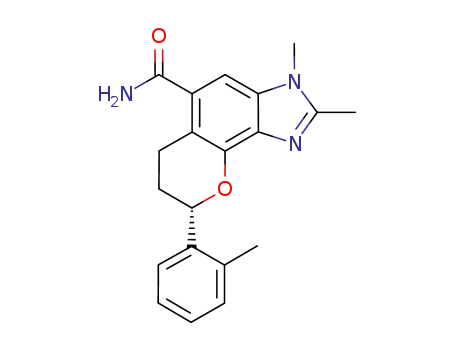 Molecular Structure of 1092938-91-4 ((8S)-2,3-dimethyl-8-(2-methylphenyl)-3,6,7,8-tetrahydrochromeno[7,8-d]imidazole-5-carboxamide)