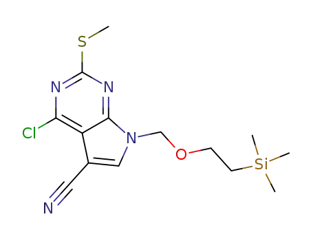 4-chloro-2-methylsulfanyl-7-(2-trimethylsilanylethoxymethyl)-7H-pyrrolo[2,3-d]pyrimidine-5-carbonitrile