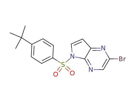 Molecular Structure of 1201186-50-6 (2-bromo-5-(4-tert-butylphenylsulfonyl)-5H-pyrrolo[2,3-b]pyrazine)
