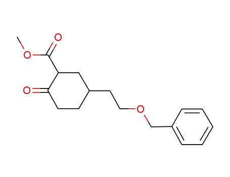 Molecular Structure of 628731-61-3 (Cyclohexanecarboxylic acid, 2-oxo-5-[2-(phenylmethoxy)ethyl]-, methyl
ester)