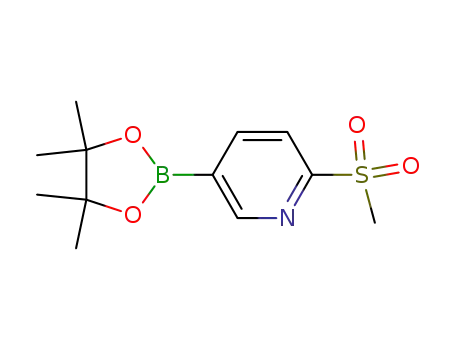 Molecular Structure of 1052138-94-9 (2-(Methylsulfonyl)-5-(4,4,5,5-tetraMethyl-1,3,2-dioxaborolan-2-yl)pyridine)