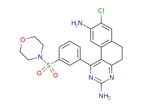Molecular Structure of 1040281-00-2 (8-chloro-1-[3-(4-morpholinylsulfonyl)phenyl]-5,6-dihydrobenzo[f]quinazoline-3,9-diamine)