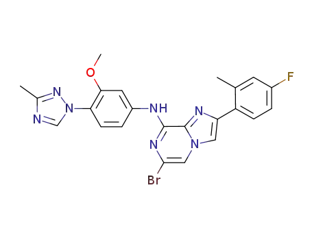 C<sub>23</sub>H<sub>19</sub>BrFN<sub>7</sub>O