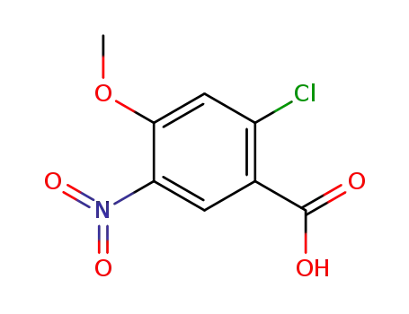 Molecular Structure of 33458-99-0 (2-Chloro-4-methoxy-5-nitro-benzoic acid)
