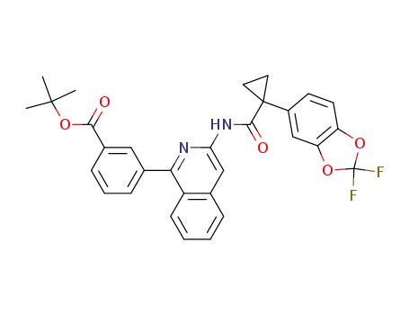 Molecular Structure of 1152274-55-9 (tert-butyl 3-(3-(1-(2,2-difluorobenzo[d][1,3]dioxol-5-yl)cyclopropanecarboxamido)isoquinolin-1-yl)benzoate)