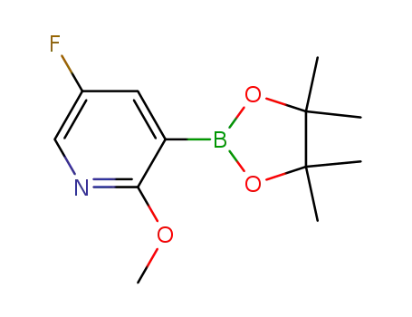 Molecular Structure of 1083168-95-9 (5-FLUORO-2-METHOXYPYRIDINE-3-BORONIC ACID PINACOL ESTER)