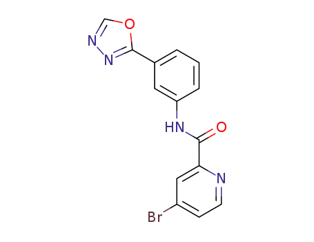 Molecular Structure of 1262044-02-9 (N-(3-(1,3,4-oxadiazol-2-yl)phenyl)-4-bromopicolinamide)