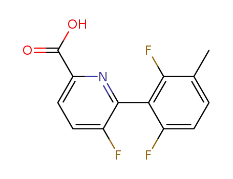 Molecular Structure of 1210419-49-0 (6-(2,6-difluoro-3-methylphenyl)-5-fluoropicolinic acid)