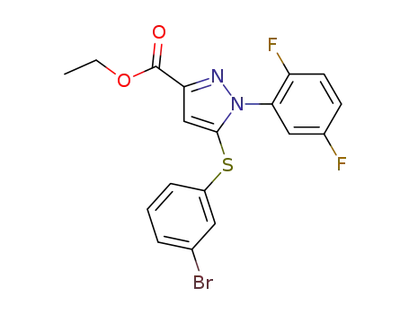 Molecular Structure of 1138037-34-9 (ethyl 5-[(3-bromophenyl)thio]-1-(2,5-difluorophenyl)-1H-pyrazole-3-carboxylate)