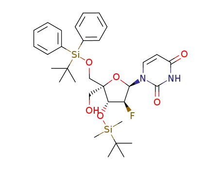 1-(2'-deoxy-3'-O-[(1,1-dimethylethyl)dimethylsilyl]-2'-fluoro-4'-C-hydroxymethyl-5'-O-[(1,1-dimethylethyl)diphenylsilyl]-β-D-arabinofuranosyl)uracil