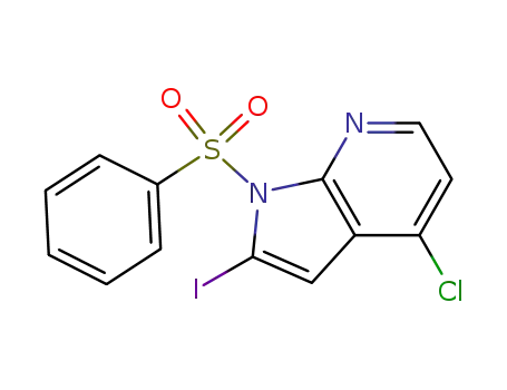 Molecular Structure of 940948-30-1 (1-Benzenesulfonyl-4-chloro-2-iodo-7-azaindole)