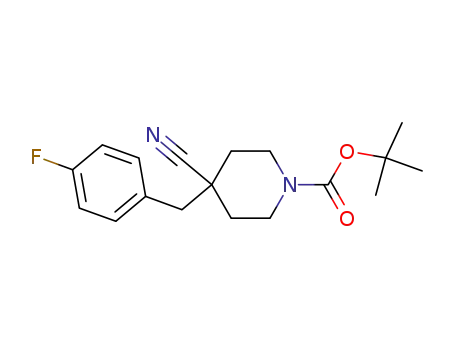 Molecular Structure of 894769-77-8 (1-BOC-4-CYANO-4-(4-FLUOROBENZYL)-PIPERIDINE)