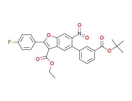 Molecular Structure of 1217339-14-4 (ethyl 5-(3-(tert-butoxycarbonyl)phenyl)-2-(4-fluorophenyl)-6-nitrobenzofuran-3-carboxylate)