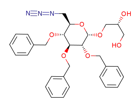 Molecular Structure of 1192755-04-6 (3-O-(6'-azido-2',3',4'-tri-O-benzyl-6'-deoxy-α-D-glucopyranosyl)-sn-glycerol)