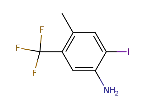 Molecular Structure of 872624-68-5 (2-iodo-4-methyl-5-(trifluoromethyl)benzenamine)