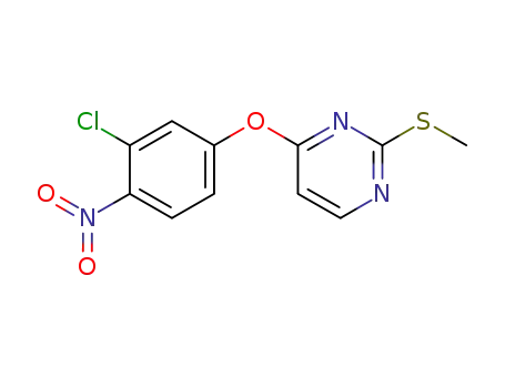 Molecular Structure of 1035558-50-9 (4-(3-chloro-4-nitro-phenoxy)-2-methylsulfanyl-pyrimidine)