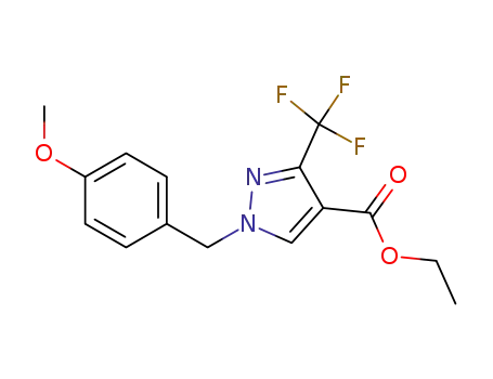 Molecular Structure of 1105039-92-6 (ethyl 1-[(4-methoxyphenyl)methyl]-3-(trifluoromethyl)pyrazole-4-carboxylate)