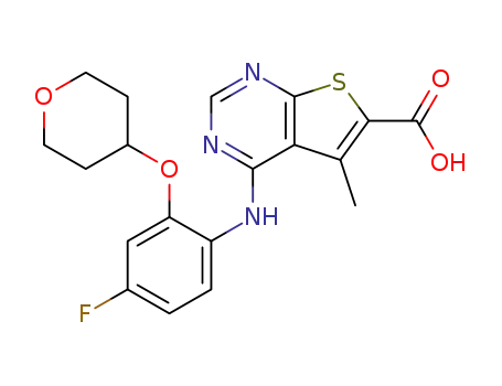 4-(4-fluoro-2-(tetrahydro-2H-pyran-4-yloxy)phenylamino)-5-methylthieno[2,3-d]pyrimidine-6-carboxylic acid