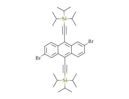 Molecular Structure of 945011-59-6 (((2,6-dibromoanthracene-9,10-diyl)bis(ethyne-2,1-diyl))bis(triisopropylsilane))
