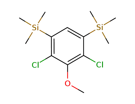 Molecular Structure of 1221589-81-6 ((4,6-dichloro-5-methoxy-1,3-phenylene)bis(trimethylsilane))