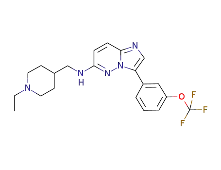 Molecular Structure of 1025065-79-5 (N-((1-ethylpiperidin-4-yl)methyl)-3-(3-(trifluoromethoxy)phenyl)-imidazo[1,2-b]pyridazin-6-amine)