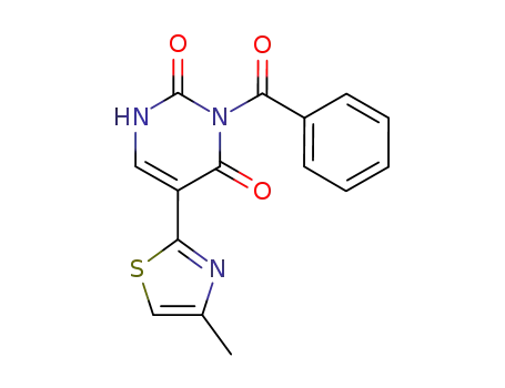 Molecular Structure of 1138450-75-5 (5-(4-methyl-1,3-thiazol-2-yl)-3-(phenylcarbonyl)-2,4(1H,3H)-pyrimidinedione)