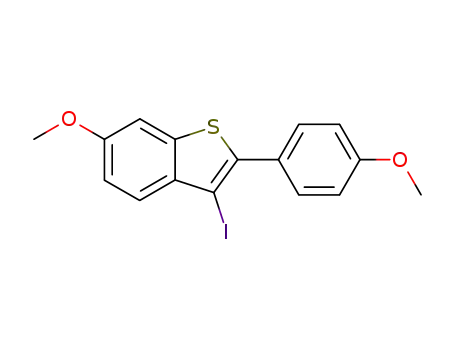 Molecular Structure of 264142-55-4 (3-iodo-6-methoxy-2-(4-methoxyphenyl)benzo[b]thiophene)
