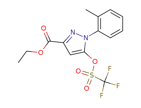 Molecular Structure of 1138036-87-9 (Ethyl 1-(2-methylphenyl)-5-{[(trifluoromethyl)sulfonyl]oxy}-1H-pyrazole-3-carboxylate)