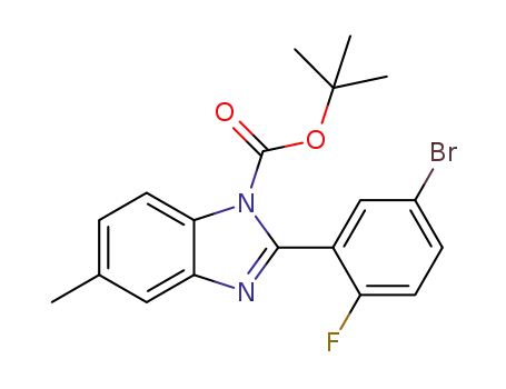 Molecular Structure of 1258281-73-0 (2-(5-bromo-2-fluoro-phenyl)-5-methyl-benzoimidazole-1-carboxylic acid tert-butyl ester)